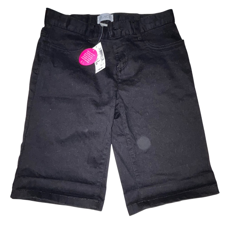 The Childrens Place Girls Black Denim Shorts Size 10 NWT School Uniform Casual